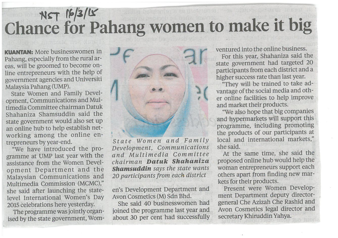 Chance for Pahang women to make it big