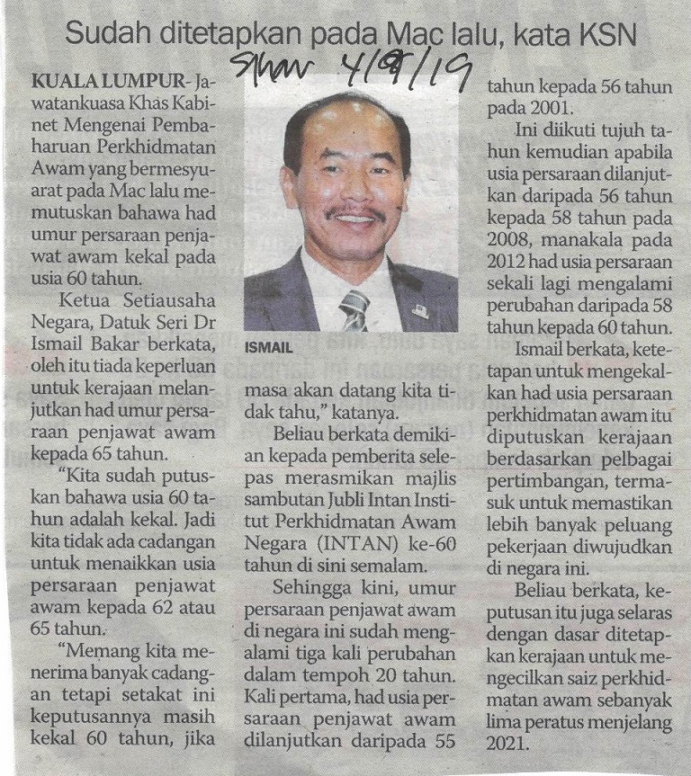 sudah ditetapkan pada mac lalu kata ksn