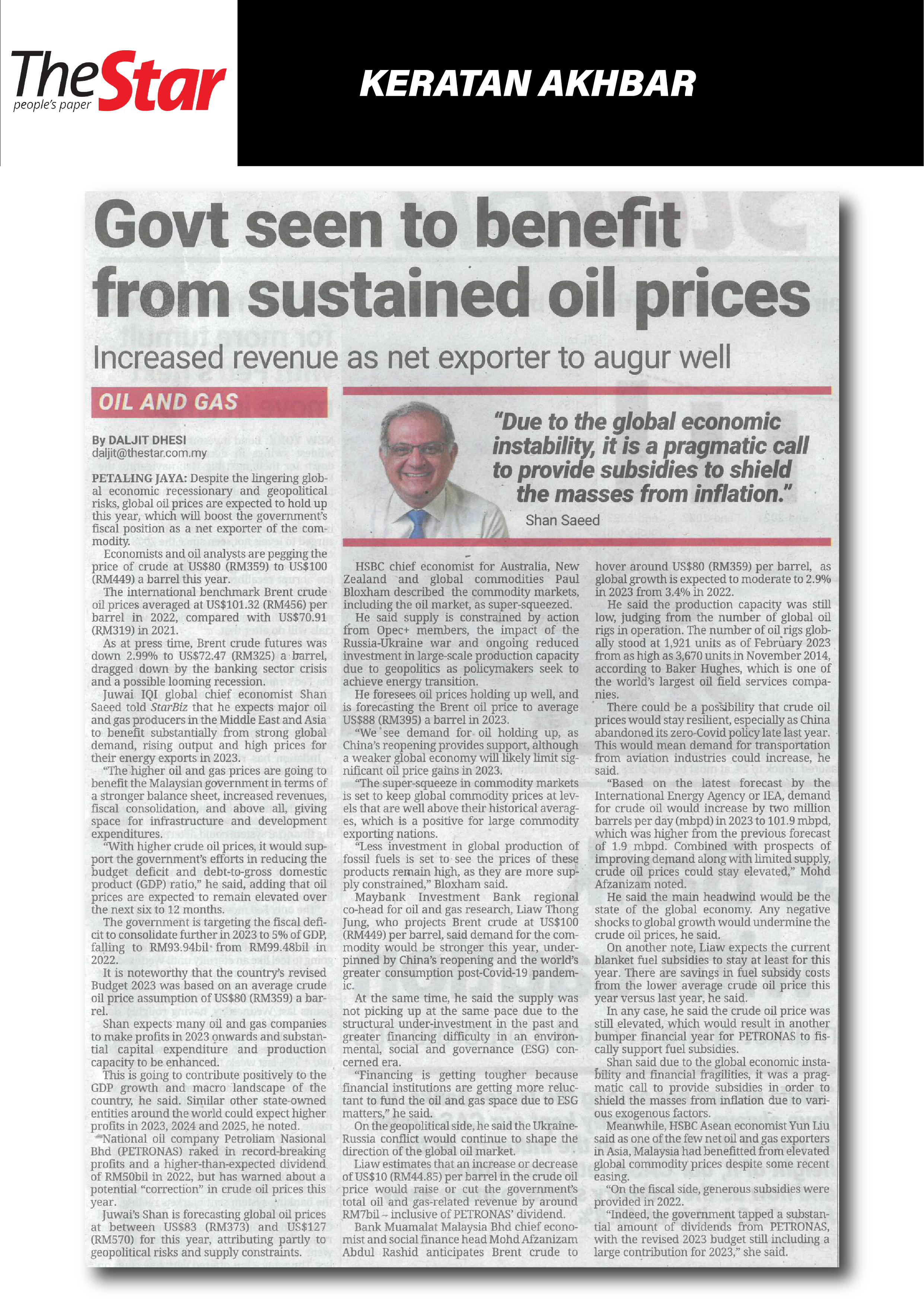 govt seen to benefit from sustained oil prices